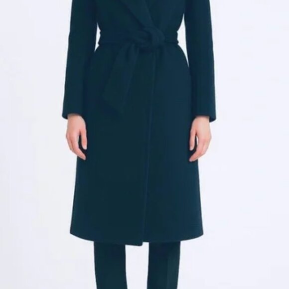 Club Monaco Navy Women's Wool Wrap Baylee Coat - Picture 3 of 3